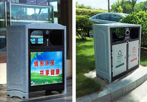  欣方圳仿大理石垃圾桶廠家為清遠(yuǎn)高校送貨上門。